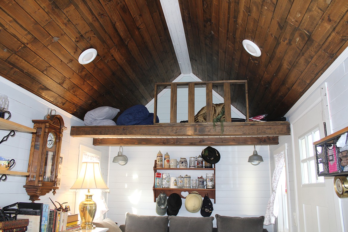 A loft sits high in Rudy Herrera's tiny home.