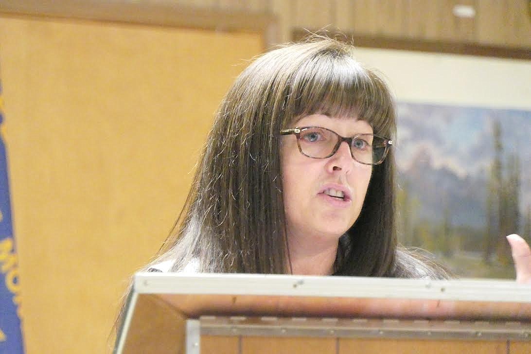 Angela Muse speaks at a suicide prevention seminar in Plains last Saturday. (Chuck Bandel/Valley Press)