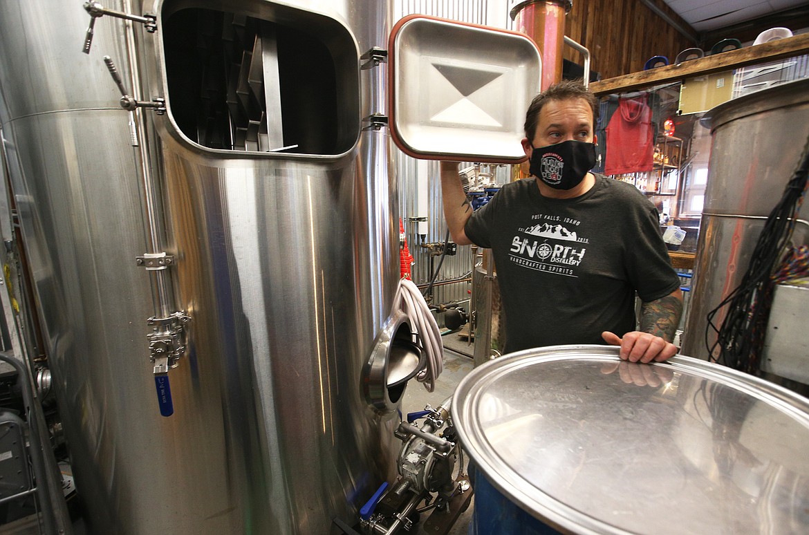 Randy Mann explains how the distillery works at Up North Distillery.