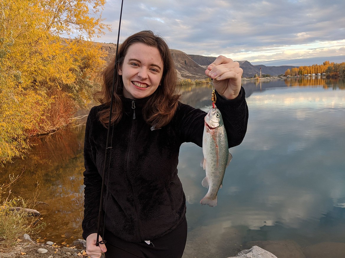 A rainbow trout caught at Putters Pond in Rock Island by Faith Kruse.