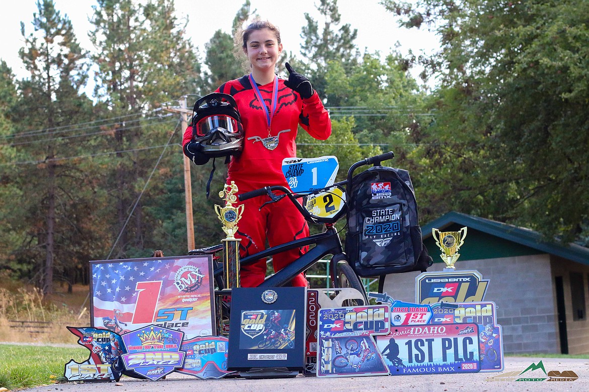 Since beginning her BMX racing career six months ago, Alyssa has become an expert in her age bracket and qualified for the USA BMX Grand Nationals Race of Champions this past week. Photo courtesy Brandon Reeb, Owner of MtnMoto.Media.