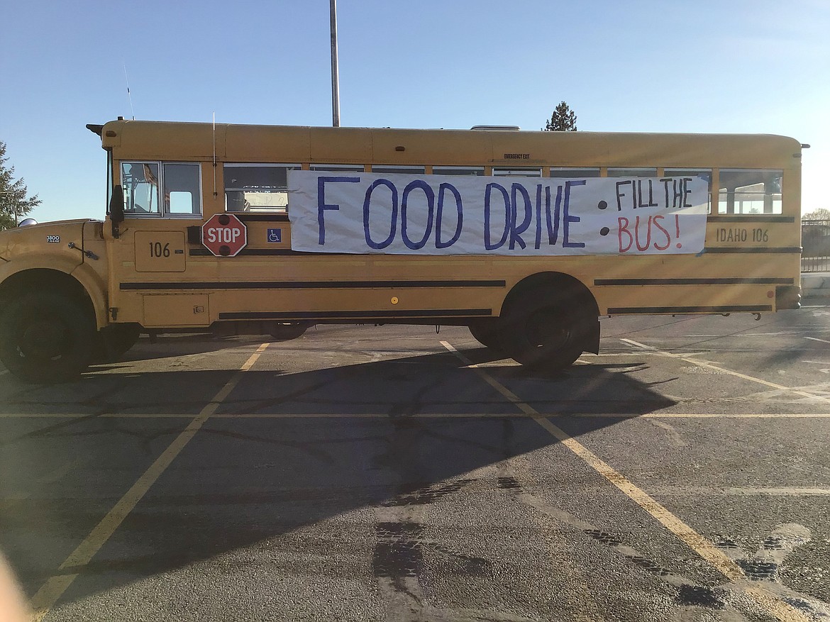 Leadership/Sources of Strength students from Lake City and Coeur d'Alene high schools teamed up to collect 4,134 pounds of food and $2821.11 for the Community Action Partnership Coeur d'Alene Food Bank during a collaborative Fill the Bus Food Drive Nov. 16 through 20.