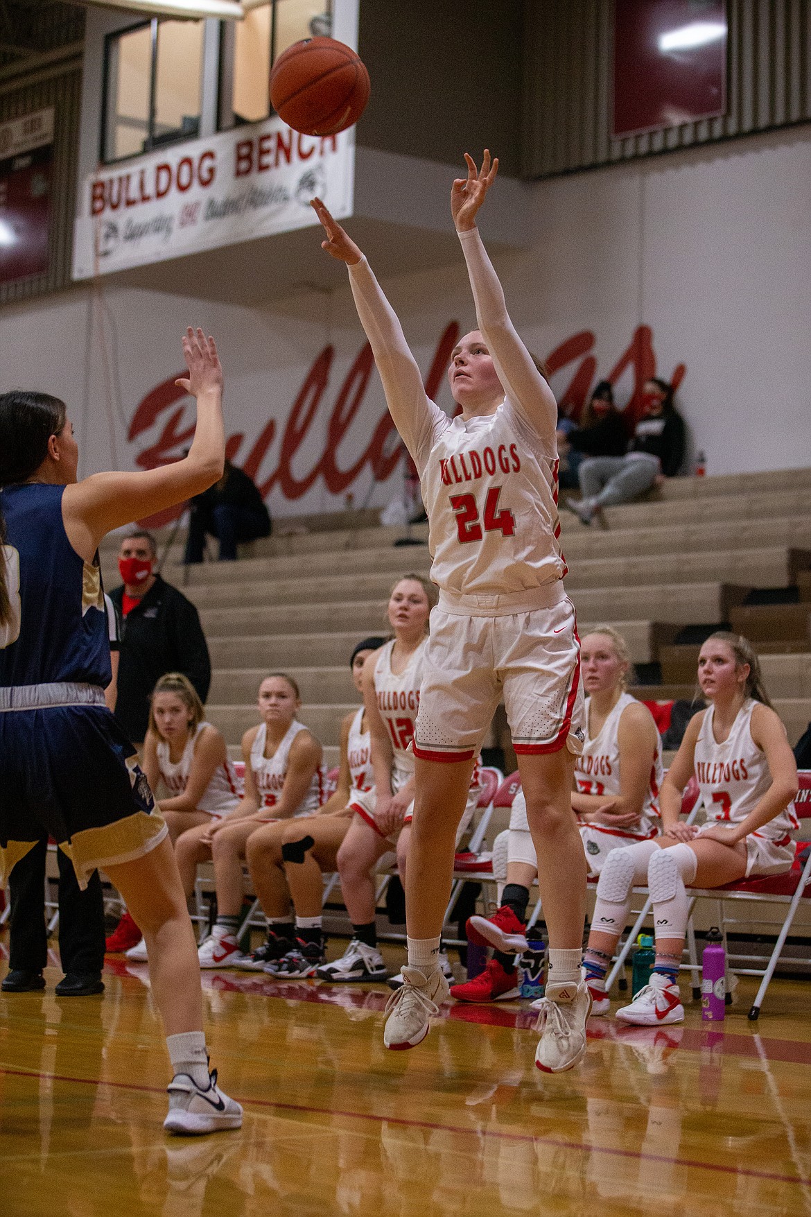 Senior Kaylee Banks shoots a 3-pointer on Thursday.