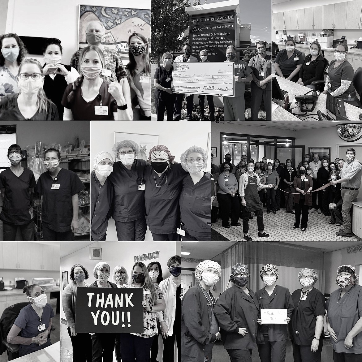 A collage of Bonner General Health staff created as a thank you to the community for all everyone has done to help the hospital fight the pandemic.