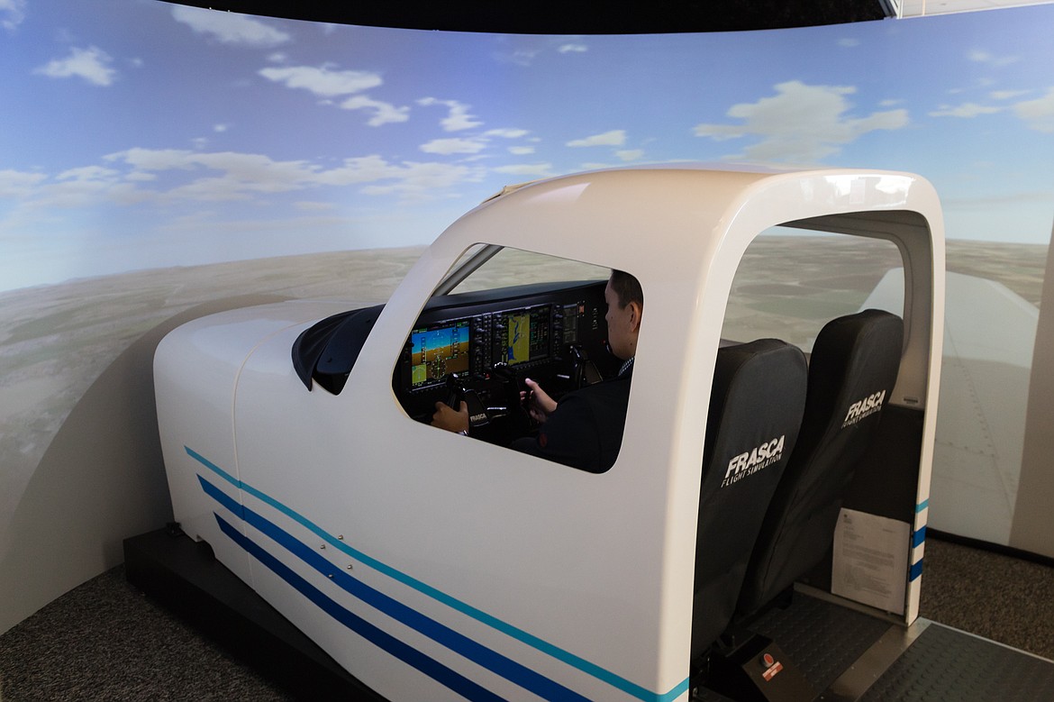 A Big Bend Aviation student uses one of the program’s airplane simulators.