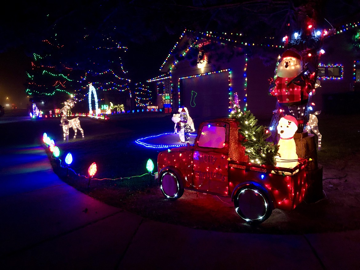 Brady Wiltbank's home at 4211 Lakeshore Drive, one of the homes entered in the Light Up Moses Lake contest.