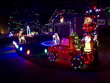 Brady Wiltbank's home at 4211 Lakeshore Drive, one of the homes entered in the Light Up Moses Lake contest.