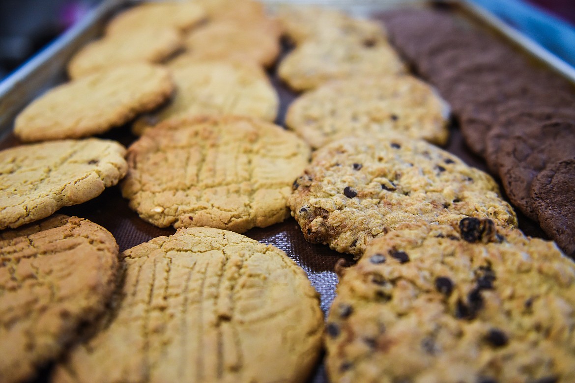 Peanut butter, oatmeal chocolate chip and chocolate cookies at Red Poppy Gluten Free Bakery in Kalispell on Tuesday, Dec. 8. (Casey Kreider/Daily Inter Lake)