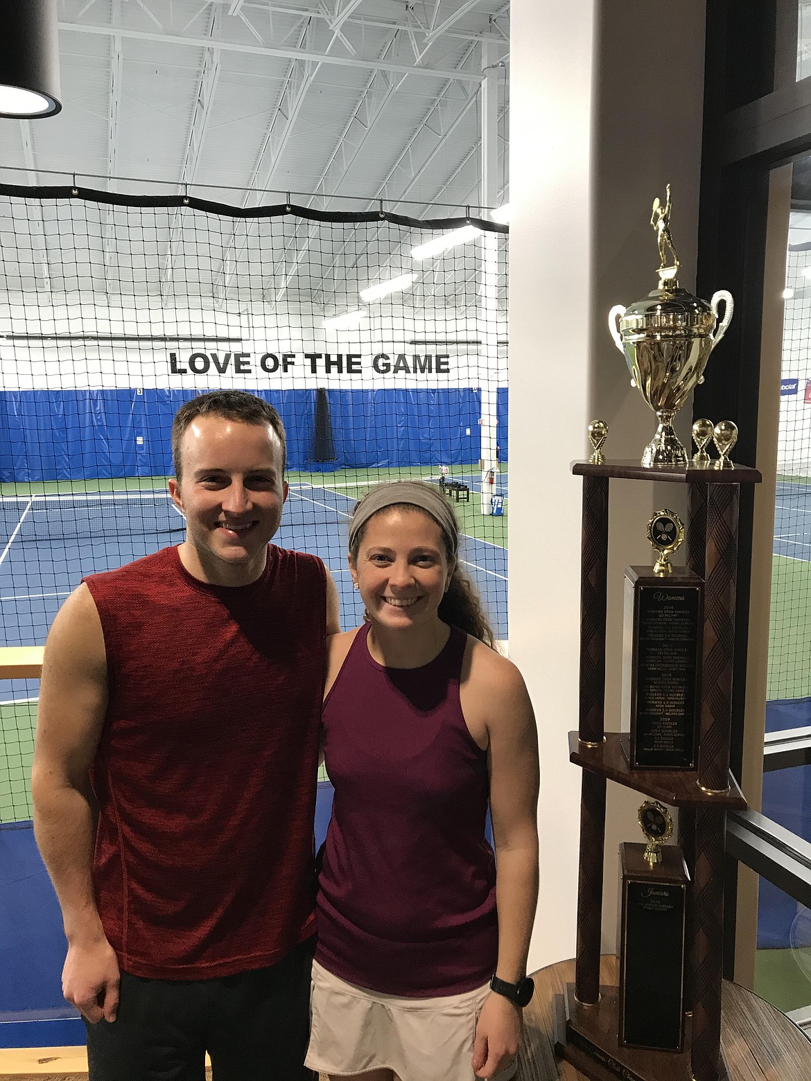 Courtesy photo
Jon Hasper, left, and Celestine Hasper won the open mixed doubles division at the recent Peak Hayden Member Club Tennis Tournament at Peak Health and Wellness in Hayden. Valerie Garcia and Jerry Spina were the other finalists.