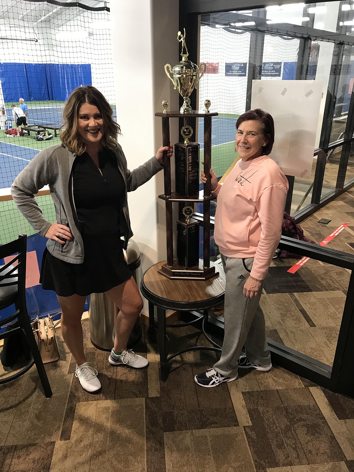 Courtesy photo
Denise Mai, left, and Valerie Garcia won the women's open doubles title at the recent Peak Hayden Member Club Tennis Tournament at Peak Health and Wellness in Hayden. Pepper Rickert and Caitlyn Combes were the other finalists.