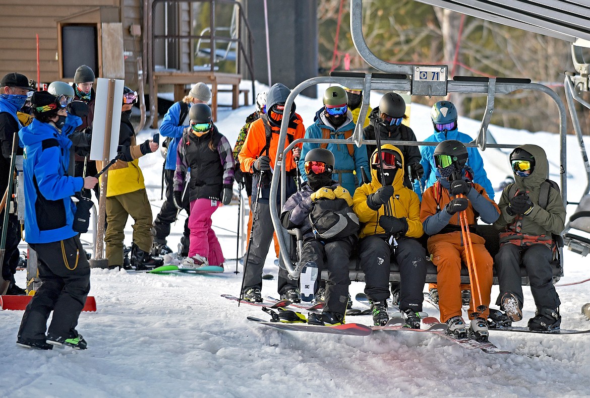 The first chair on Whitefish Mountain Resort's opening day of the 2020-21 season Thursday, Dec. 10. (Whitney England/Whitefish Pilot)