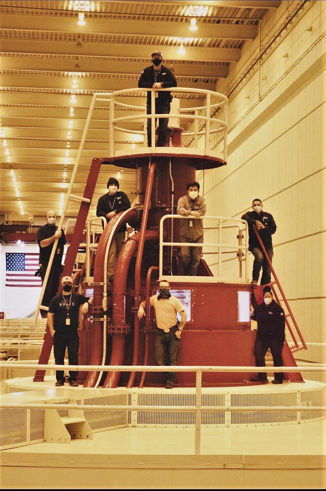 Priest Rapid Dam employees working under sequestration this week include (top) night shift operator Bill Evans,(middle, from left) mechanic foreman Jamie Gifford, night shift senior operator George Gardner, day shift chief operator Bill LeMaster, electrical foreman Jose Luera, (bottom, from left) hydro mechanic Brian Saunders, hydro maintenance assistant Jordan Rang and day shift senior operator Lena Lemke. Also on the crew, but not pictured, hydro electrician Russ Latimer.