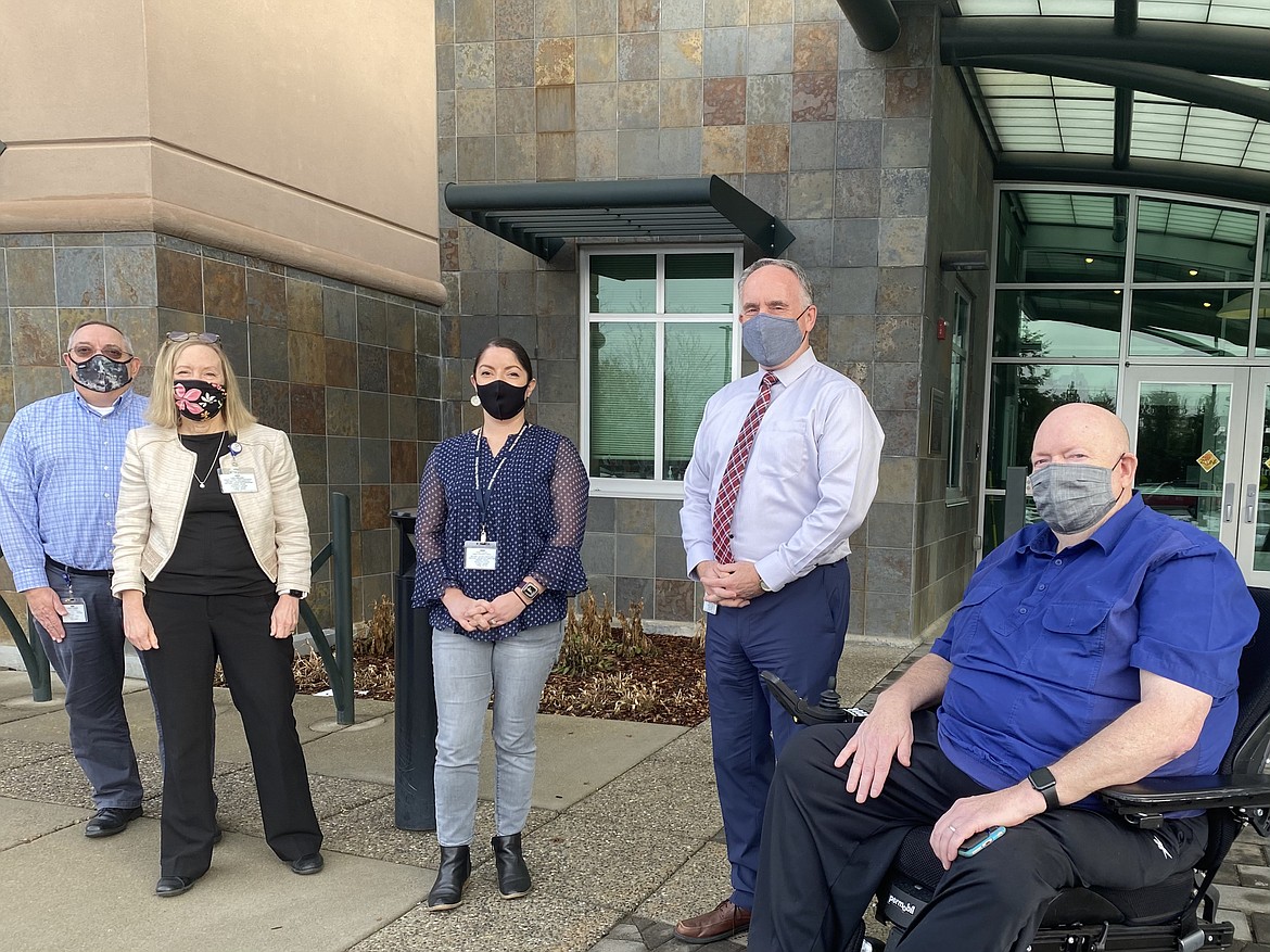 It has been nine long months since North Idaho was hit with the novel coronavirus. For the Panhandle Health District staff, volunteers, and leadership the weight of the community has weighed on their shoulders. Now, with a vaccine and growing workforce, the smoke is starting to clear. From left, Environmental and Health Protection Administrator Joseph Righello, District Director Lora Whalen, Public Information Officer Katherine Hoyer, Public Health Services Administrator Don Duffy and Kootenai County Commissioner Bill Brooks.