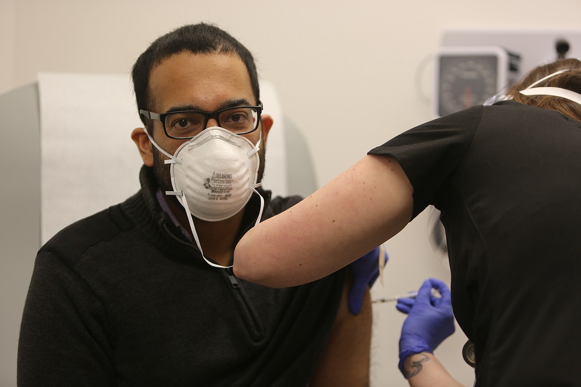 Family Medicine Dr. Jazab Ali Sheikh, a new father, was the second Grant County recipient of Pfizer's coronavirus vaccine Thursday morning. After receiving the first of what will be two doses, Sheikh went on to a full day's work.