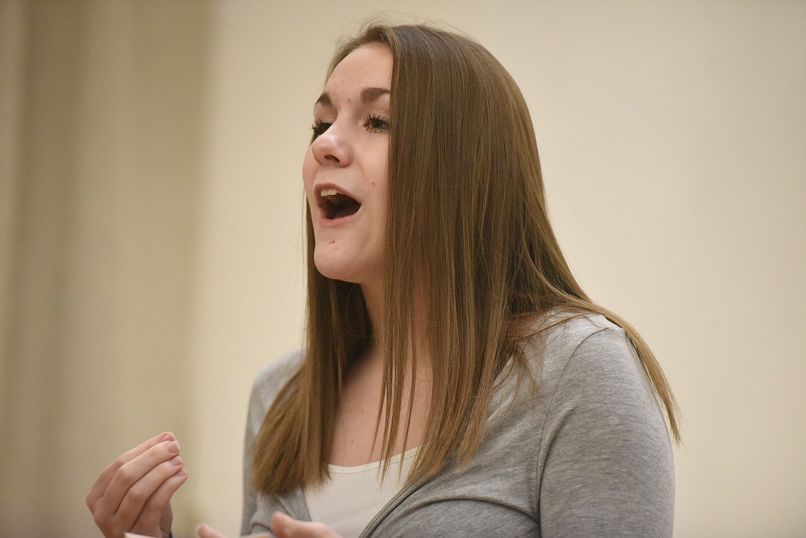 Jenavie Hammond practices for the informative speaking event on Dec. 3. (Will Langhorne/The Western News)