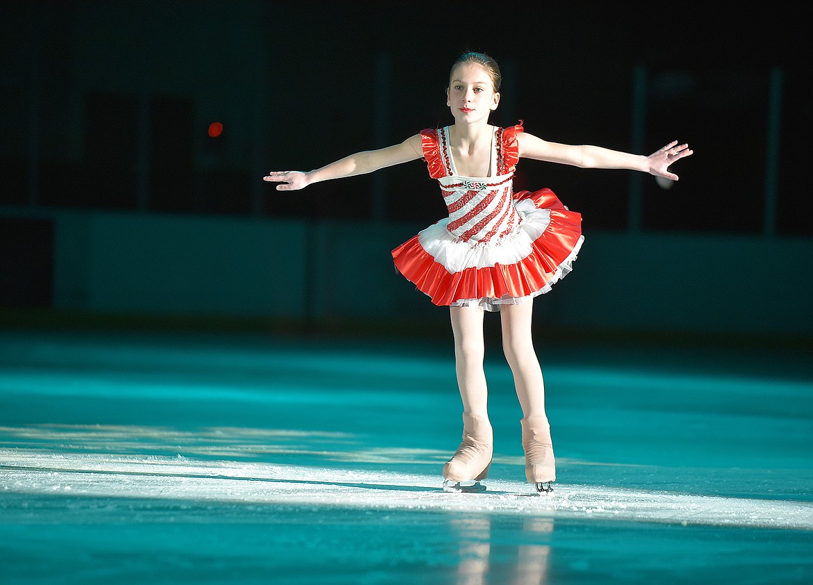 Eleanor Parsons skates during the Glacier Skate Academy’s Christmas on Ice show Saturday at the Stumptown Ice Den. (Heidi Desch/Whitefish Pilot)