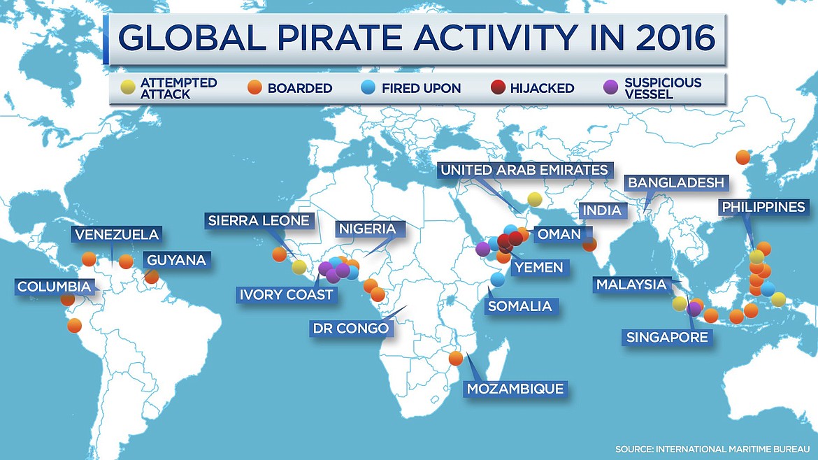 Worldwide piracy locations today.