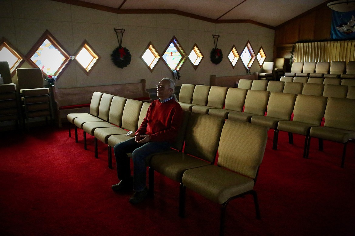 Pastor Eun-Sang Lee is pictured  inside Lakeside Community Chapel, which has spread out its seating to allow for social distancing. 
Mackenzie Reiss/Daily Inter Lake