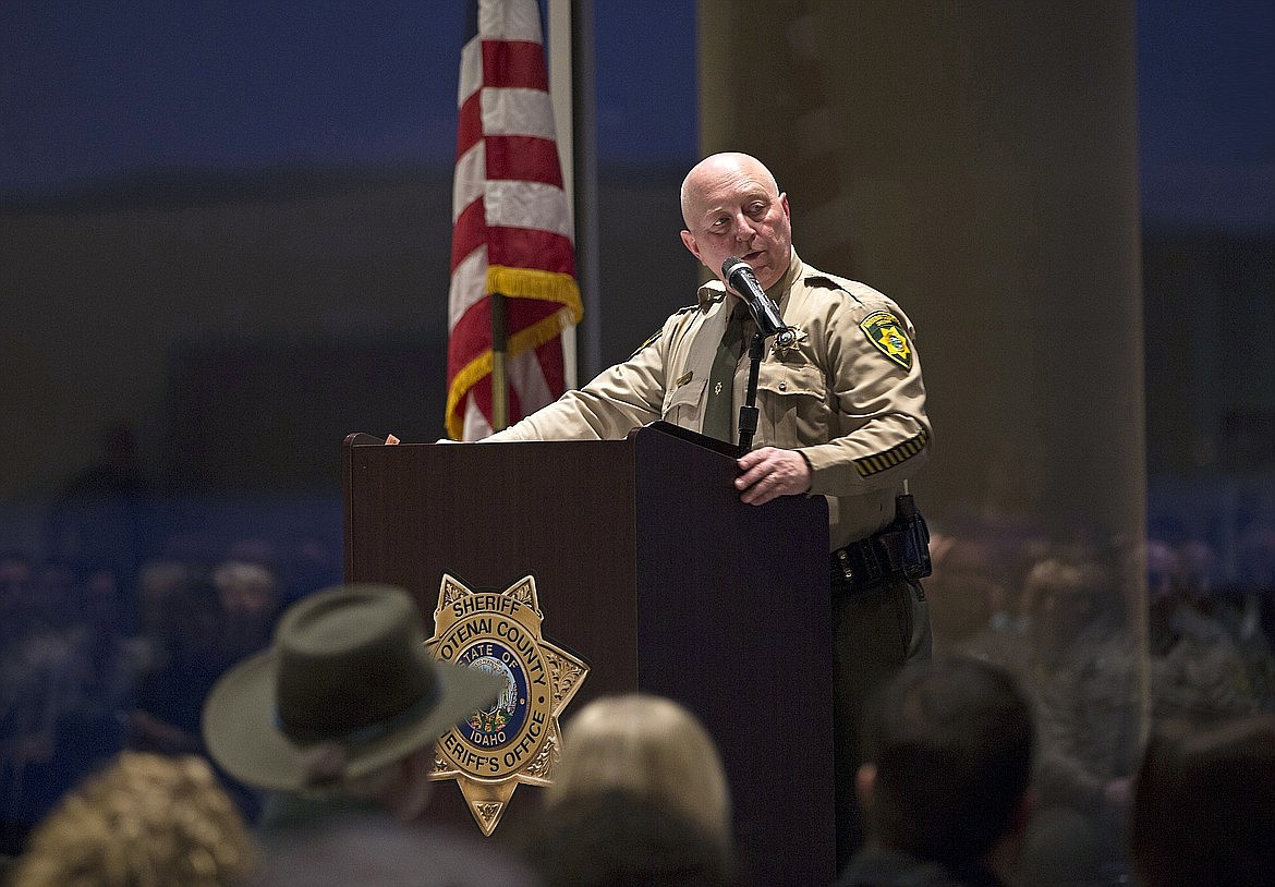 Sheriff Ben Wolfinger leads the Kootenai County Sheriff’s Office Employee and Volunteer Awards and Recognition Ceremony in Coeur d’Alene in 2017.