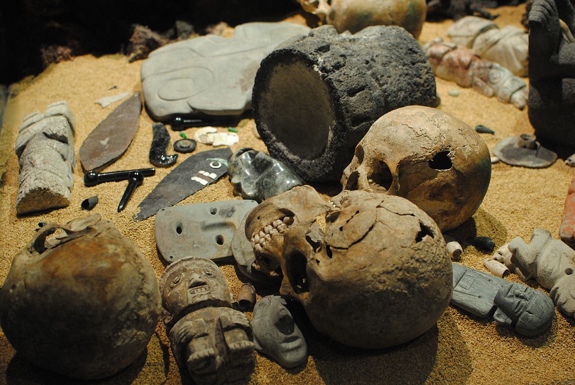 Aztec artifacts in Templo Mayor Museum, Mexico City.