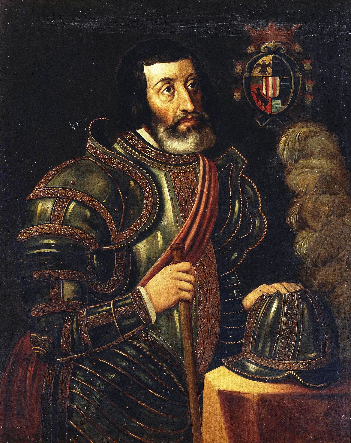 Painting by unknown artist of Spanish conquistador Hernán Cortés (1485-1547).