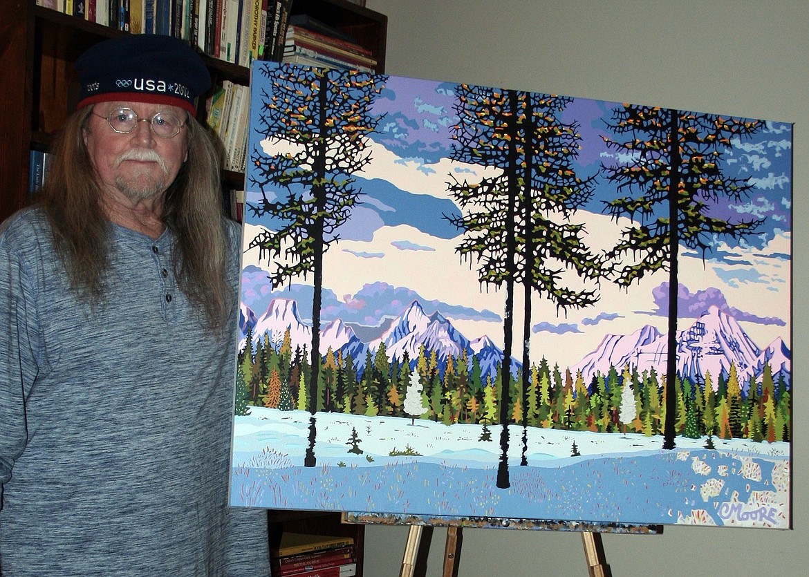 North Fork artist Peter Moore shows off some of his latest work from his winter residence in Minnesota. (photo provided)