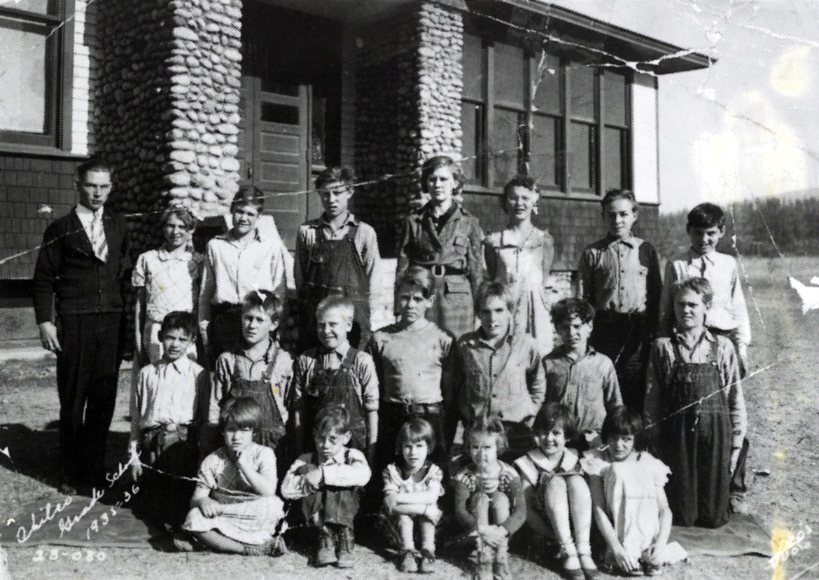 Valle Novak, pictured third from right in the front row, in her last year at Chilco School in 1936.