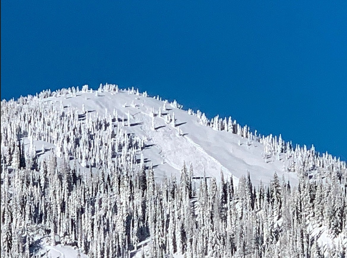 A skier caused a 150-foot wide avalanche on Blue Mountain on Sunday.