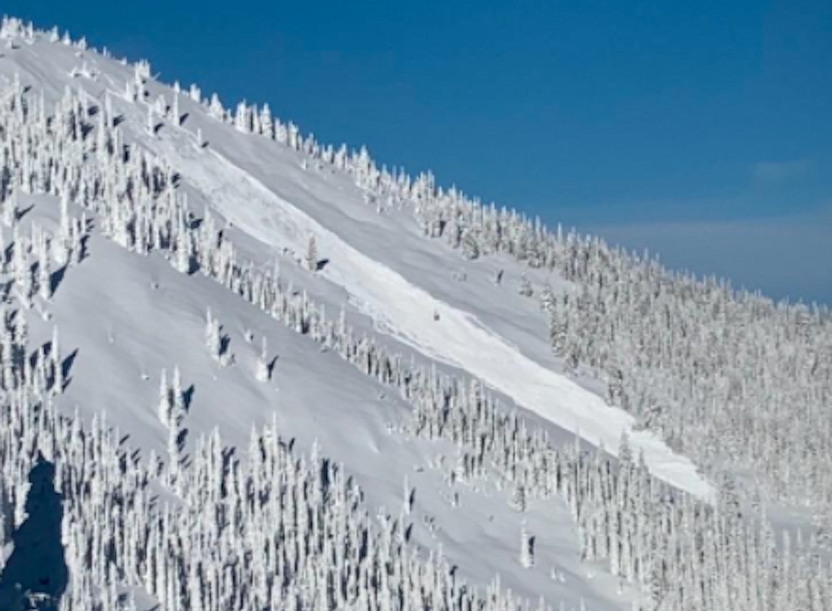 No injuries were reported after a skier caused an avalanche on Blue Mountain that stretched 850 feet long. (Photo courtesy IDAHO PANHANDLE AVALANCHE CENTER)