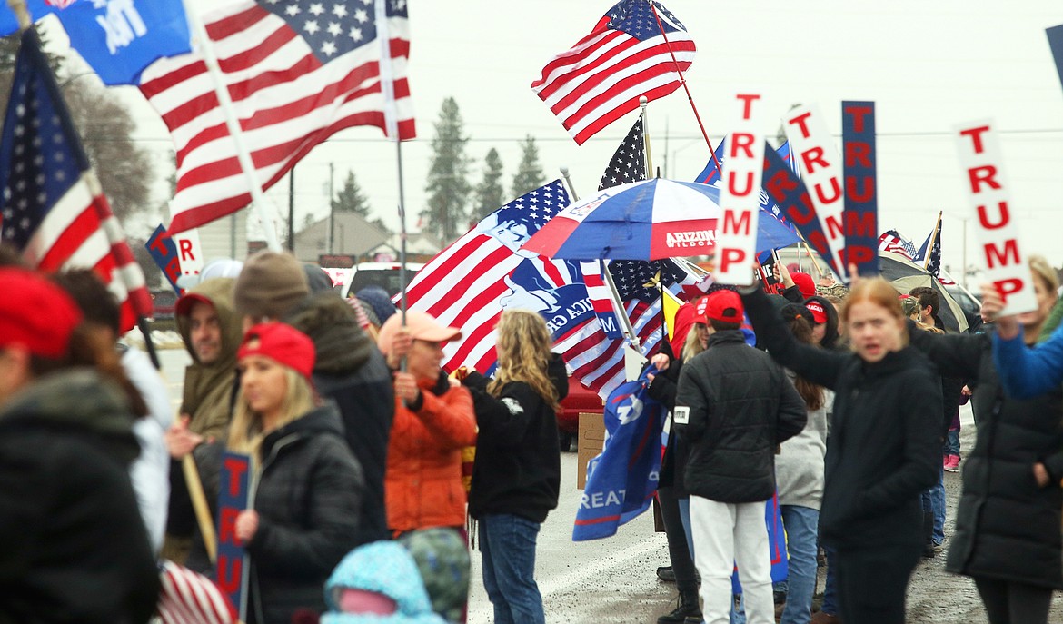 People line U.S. 95 during Wednesday's rally.