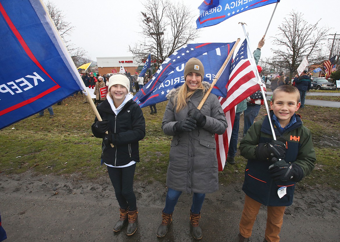 Elisa Schmalz brought children Tyson and Gracelyn to Wednesday's rally.