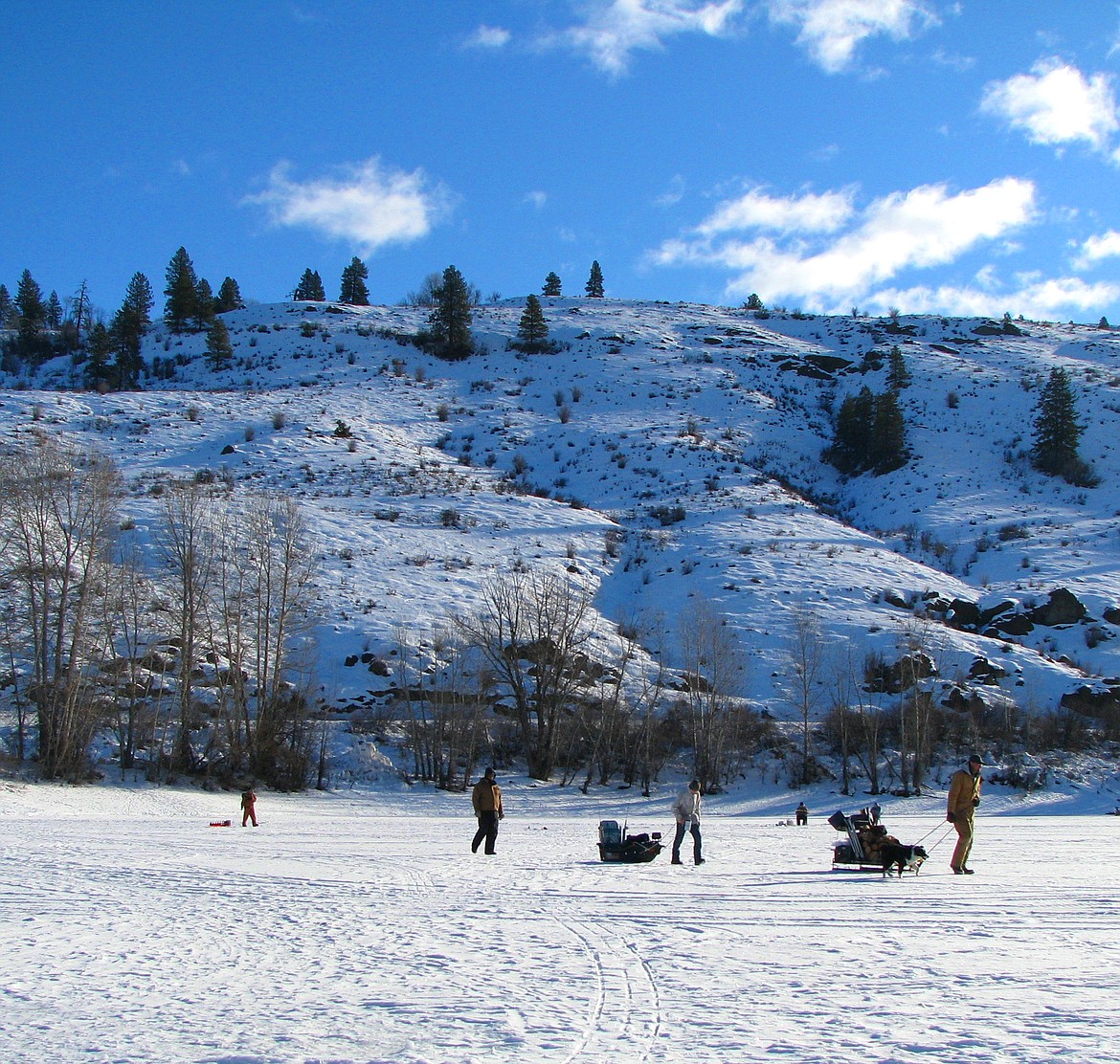 A group of well-equipped ice anglers make their way across Patterson Lake in a previous season.