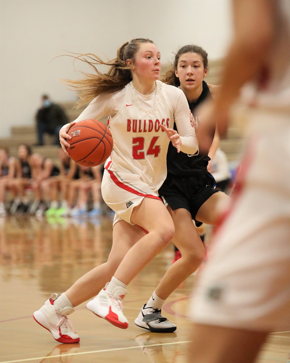 Senior Kaylee Banks drives toward the basket during the second half of Saturday's game.