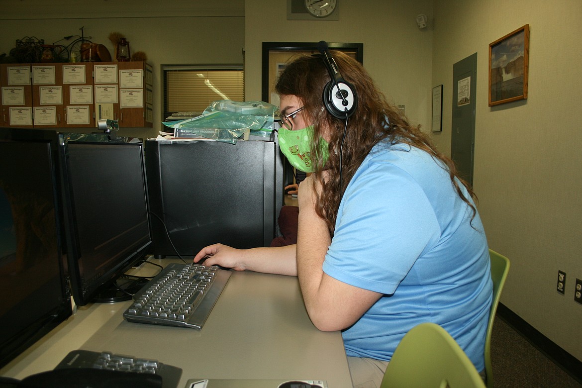 Mikey Ruffle works on a project during the TEALS class at Columbia Basin Technical Skills Center Friday. Ruffle and fellow students receive remote instruction from engineers already working in the field.