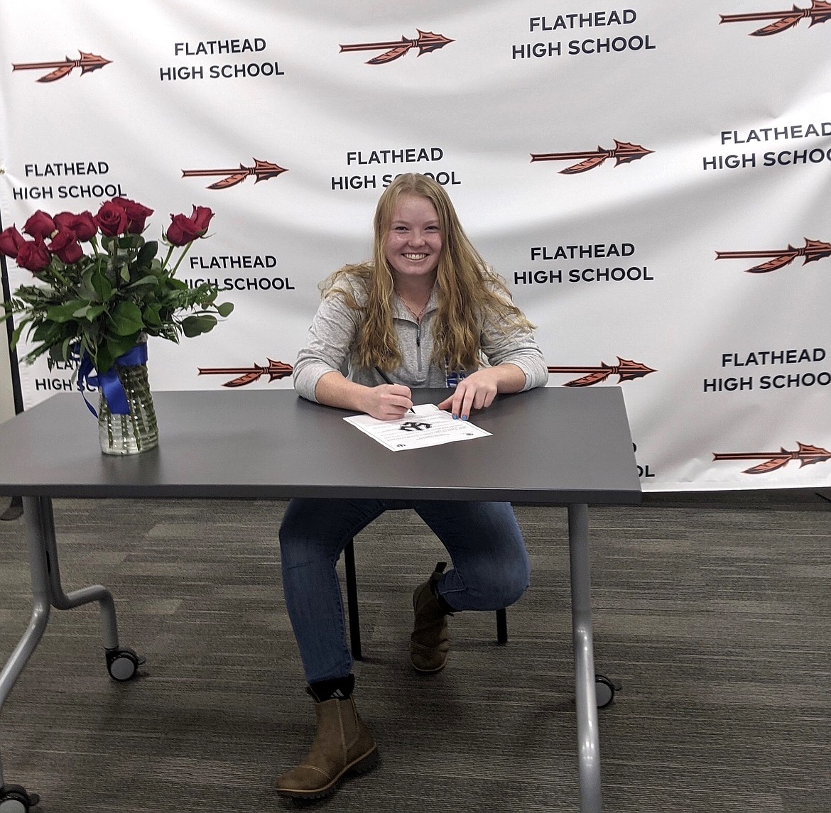 Flathead senior Marcella Mercer signs a National Letter of Intent to play golf at Washington & Lee University (VA) at Flathead High School on Monday. (Photo courtesy Marcella Mercer)