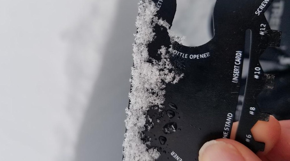 A snowpack observer shows surface hoar.