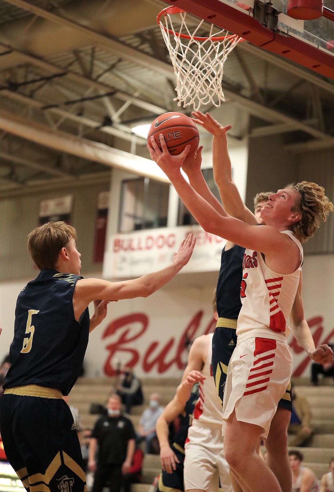 Jacob Eldridge attempts to hit a contested layup during the second half of Thursday's game.