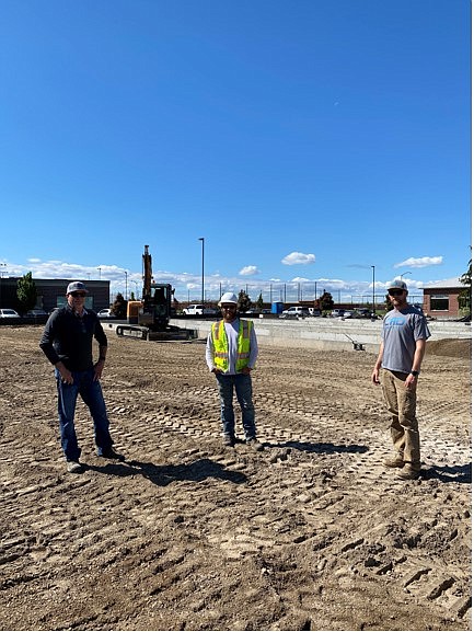 Alan Scott (left), Kyle Duke (center) and Drew Scott (right) on site at a commercial project on Colonial Ave. in Moses Lake