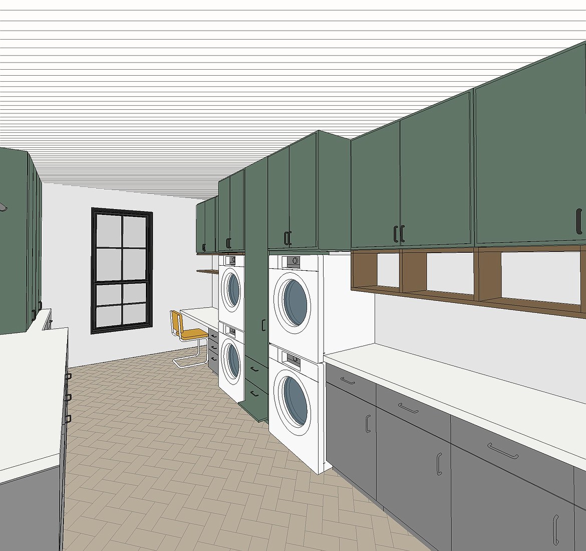 A design rendering of the Ashton's new laundry room done by Kalan Beck.