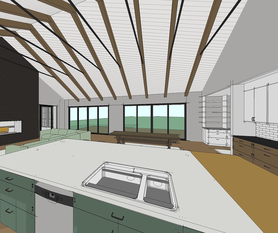 A rendering of the open-floor layout that will be seen in the Ashton family's new home being built.