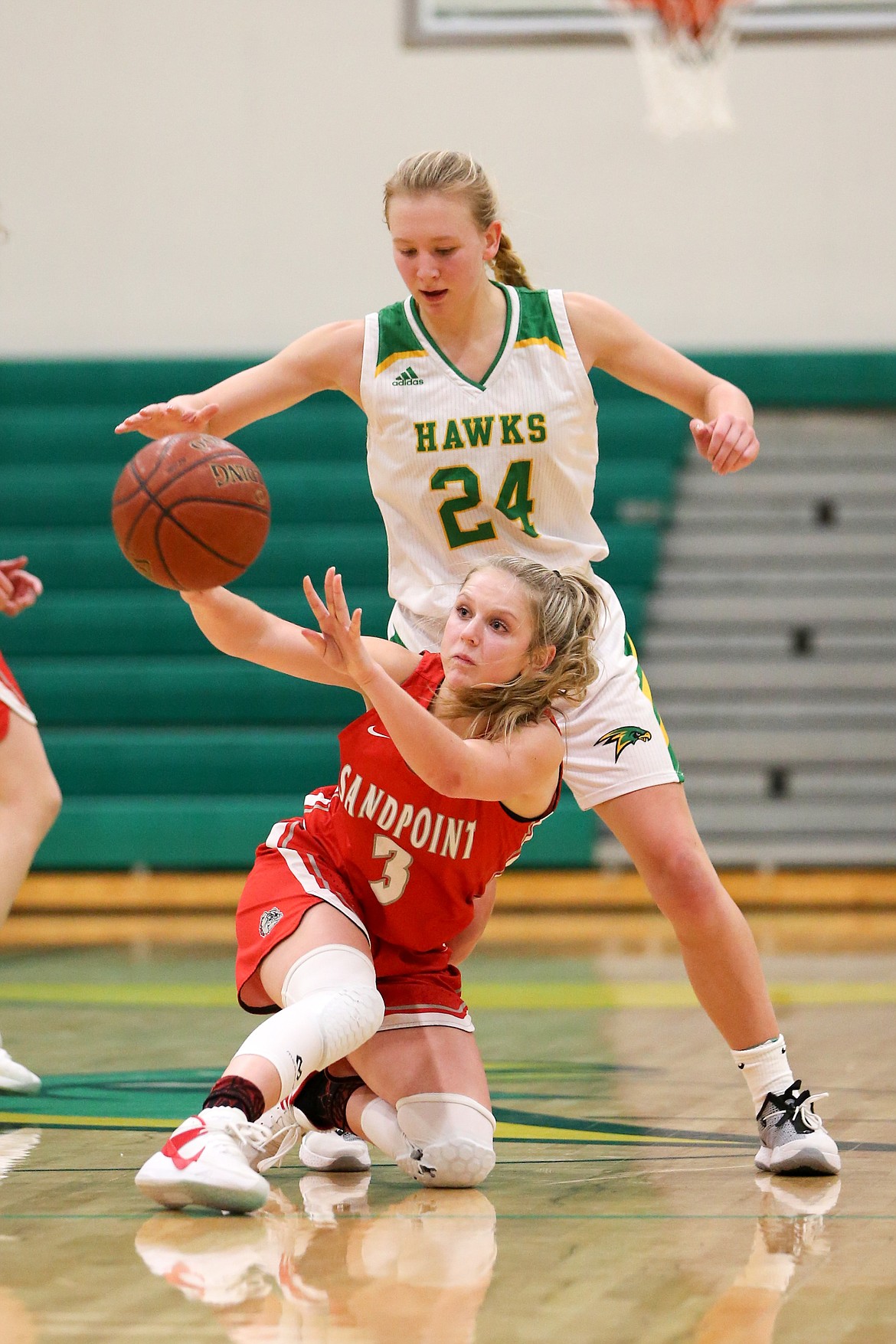 Daylee Driggs scrambles for a loose ball on Friday.