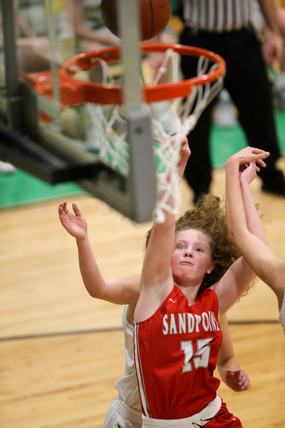 Sophomore Karlie Banks converts a basket in the first half of Friday's game at Lakeland.