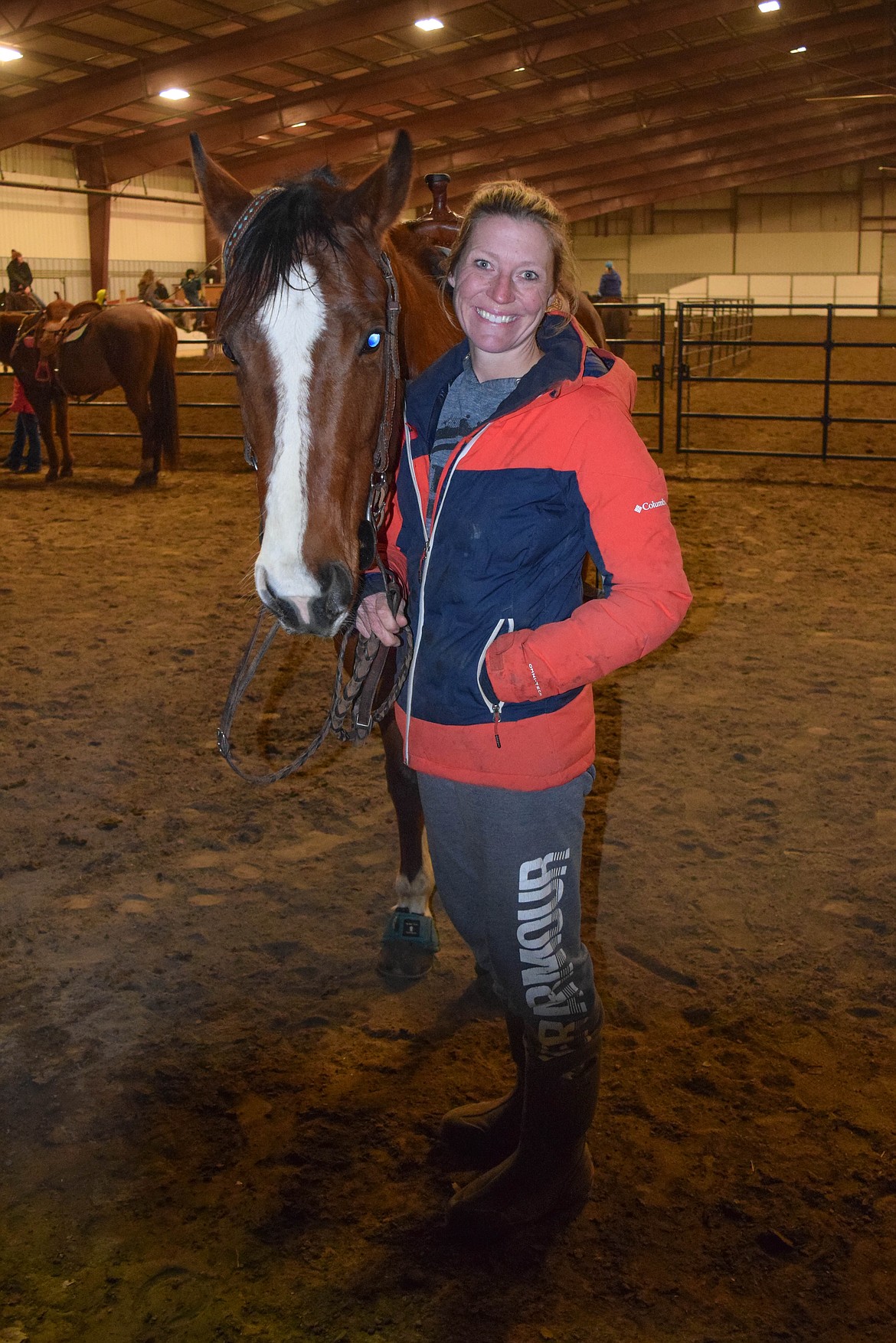 Barrel horse trainer Lindsey Shultz and her client horse, Sophie.
