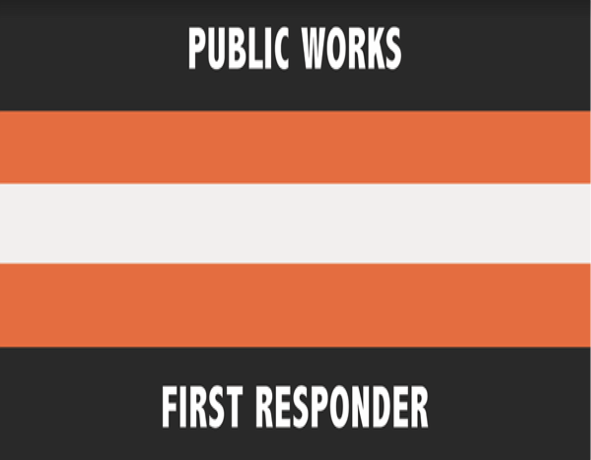 The Public Works First Responder symbol uses colors reminiscent of road construction, signs, safety cones and construction barrels. Photo courtesy of Sam Castro.