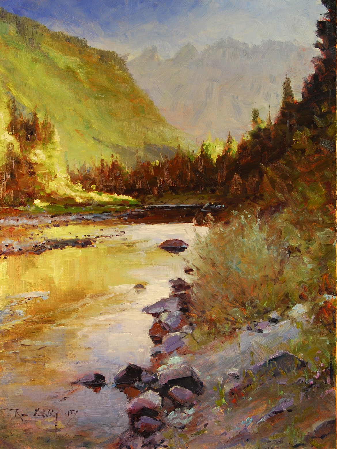 Rob Akey’s "Morning on McDonald Creek” oil on canvas is part of a private collection. (Photo courtesy Rob Akey)