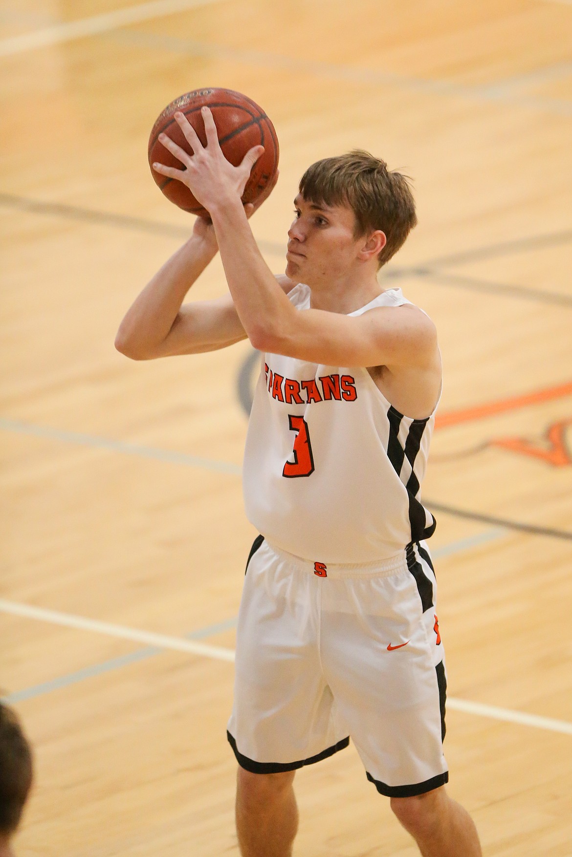 Priest River junior Jordan Nortz pulls up for a 3-pointer on Tuesday. He led all scorers with 19 points.