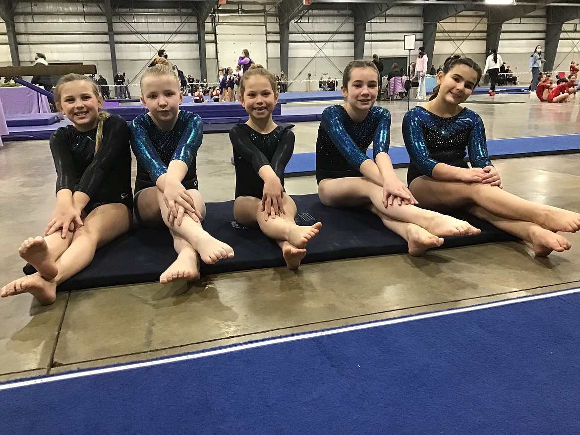 Courtesy photo
The Technique Gymnastics Xcel Bronzes competed at The Glacier Challenge last weekend in Kalispell, Mont. From left are Kenley Kuebler, Sierra Martin, Avery Ackerman, Haylie Felton and Leisha Rose Woodman.