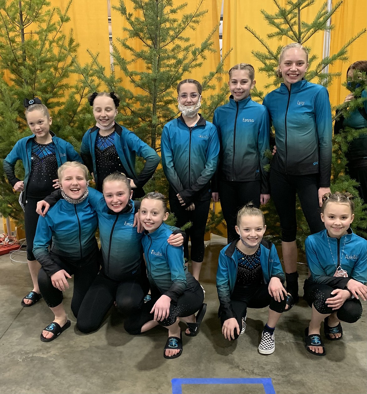 Courtesy photo
The Technique Gymnastics Xcel Silvers took 3rd Place Team at The Glacier Challenge last weekend in Kalispell, Mont. In the front row from left are Emery Kinerson, Emma Hasty, Jaden Blair, Aubrey Penske and Ashlin Moore; and back row from left, Melodie Wurster, Sadie Anderson, Charlie Calkins, Emma Wiebusch and Izzy Mack.