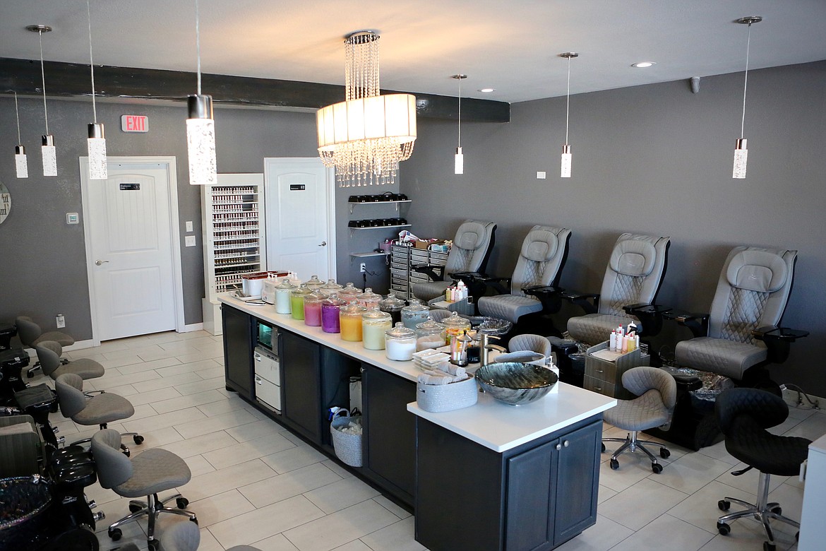 Posh Nails in Columbia Falls features an array of pedicure stations surrounding a collection of unique sugar scrubs.
Mackenzie Reiss/Daily Inter Lake