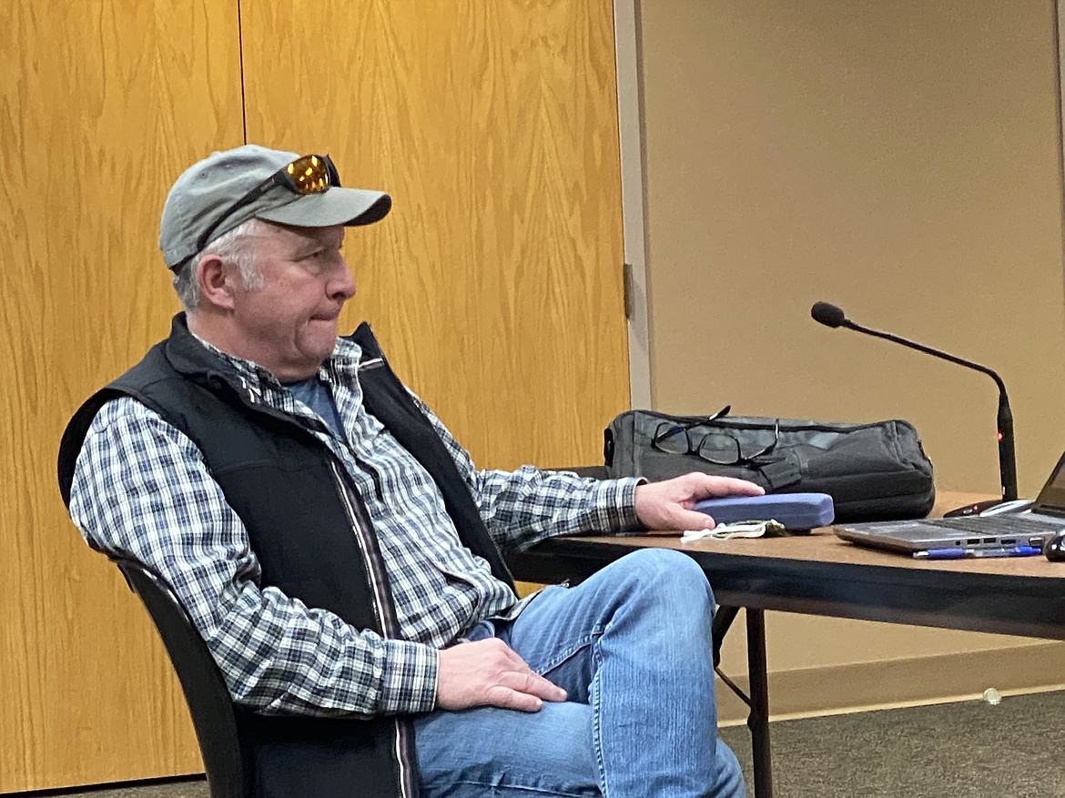 Shawn Riley, the Kootenai County project manager and consultant, stresses commissioner to set a budget for the future attorney center - without it, the project can not move forward. (MADISON HARDY/Press)
